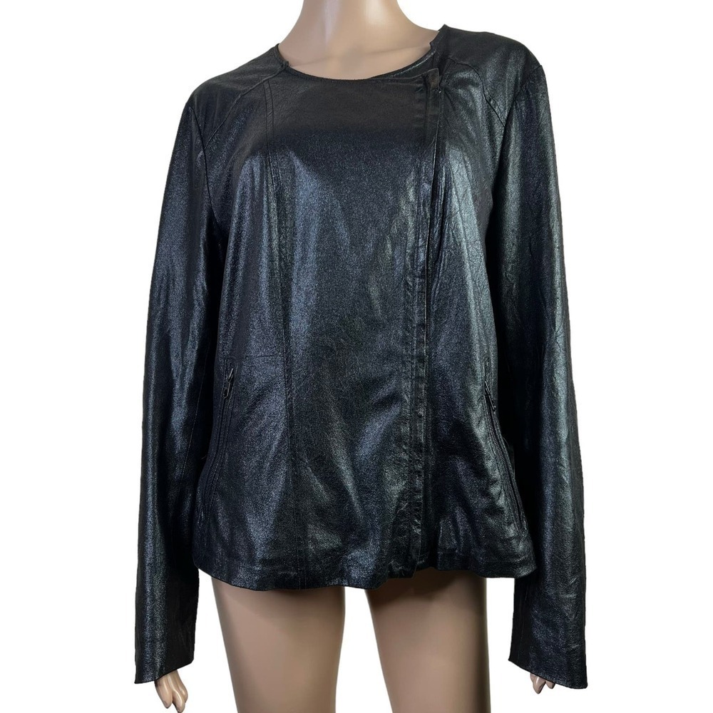 Gap Women’s motorcycle Jacket Black Leather Size XL - Picture 5 of 10